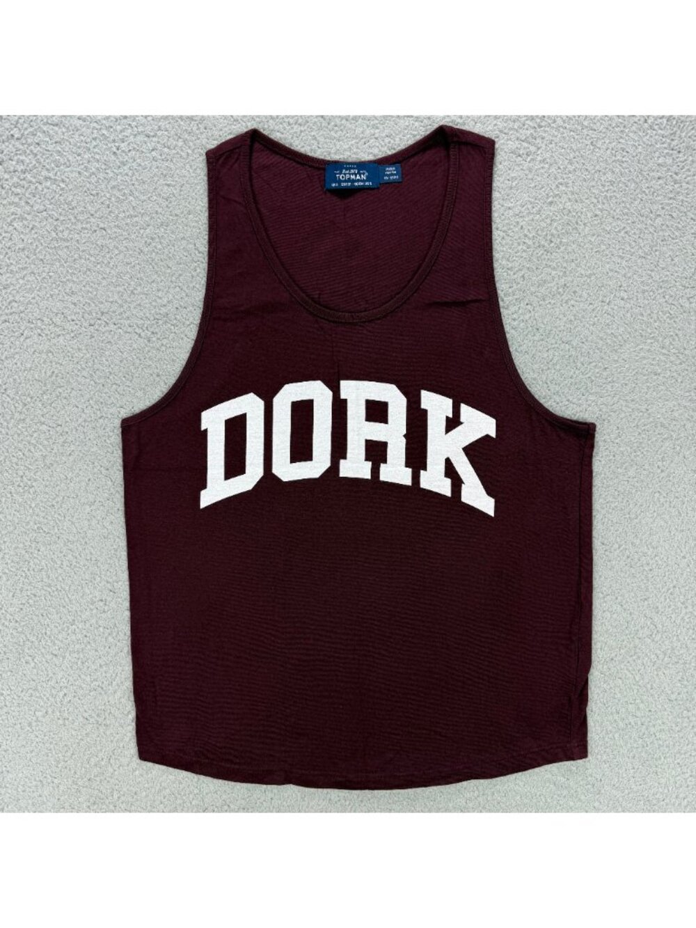 Topman Tank Top Mens Small S Burgundy Red Dork Sleeveless T Shirt Gym Beach